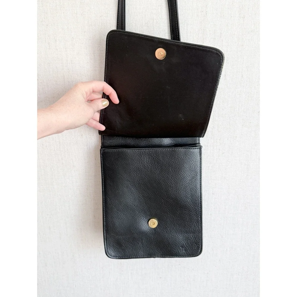 Vintage Bags by Pinky Snakeskin Crossbody Bag Small Black Multi Leather Gold